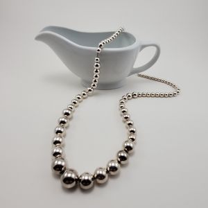 VINTAGE STERLING SILVER KOREA GRADUATED BEADED NECKLACE